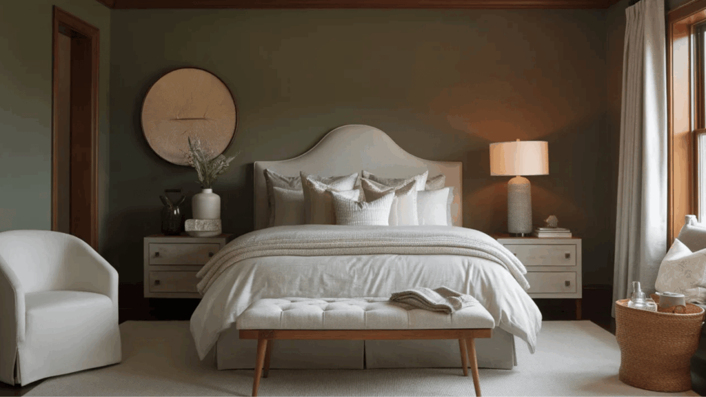 calm shade grown on bedroom walls