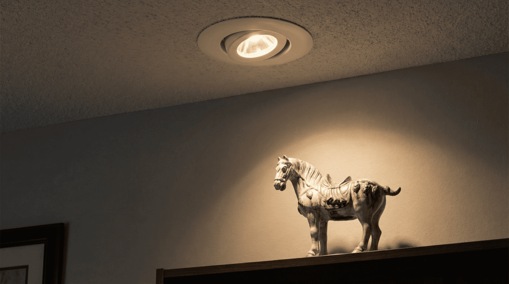 eyeball trim recessed light focusing on art piece