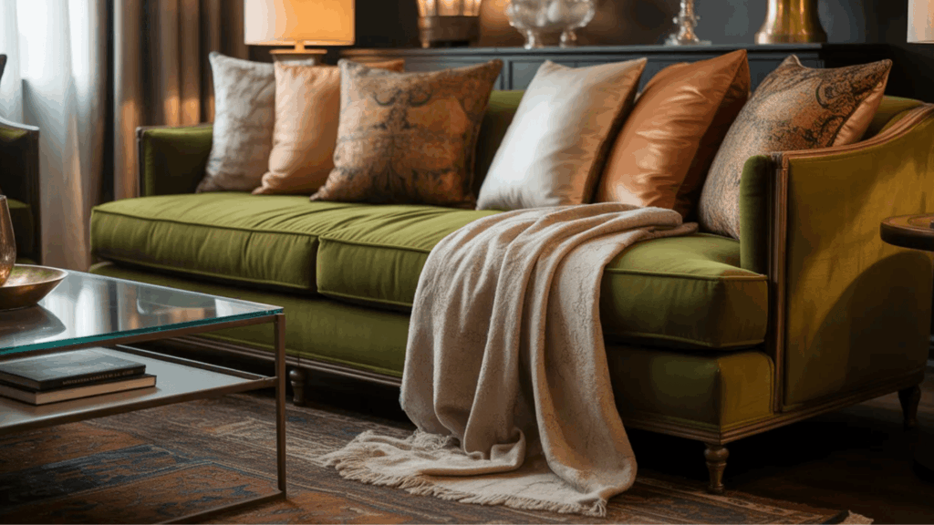 room with layed texture using various kinds of fabrics and material