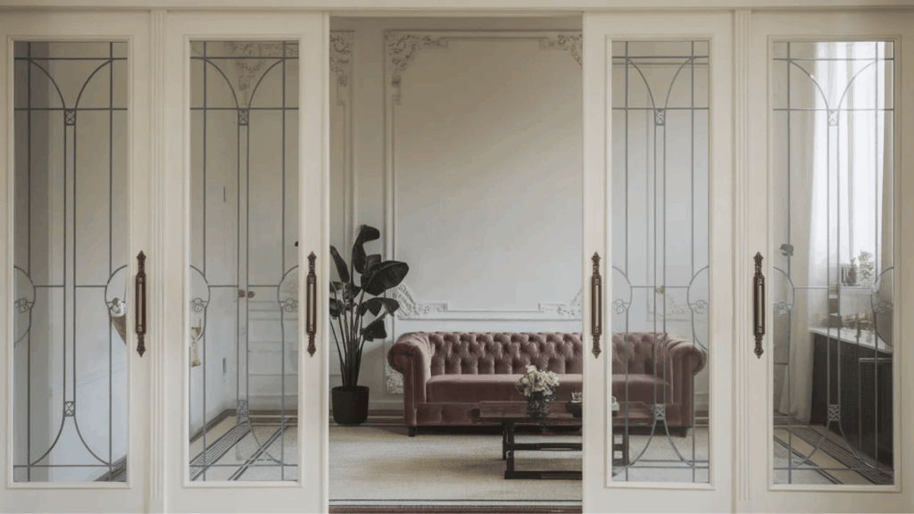 updated old victorian door with modern sleek fittings