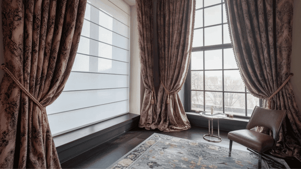 victorian inspired window treatment through drapes