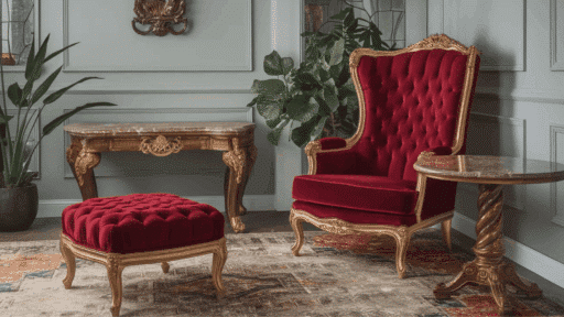 victorian theme decor and furniture with planters